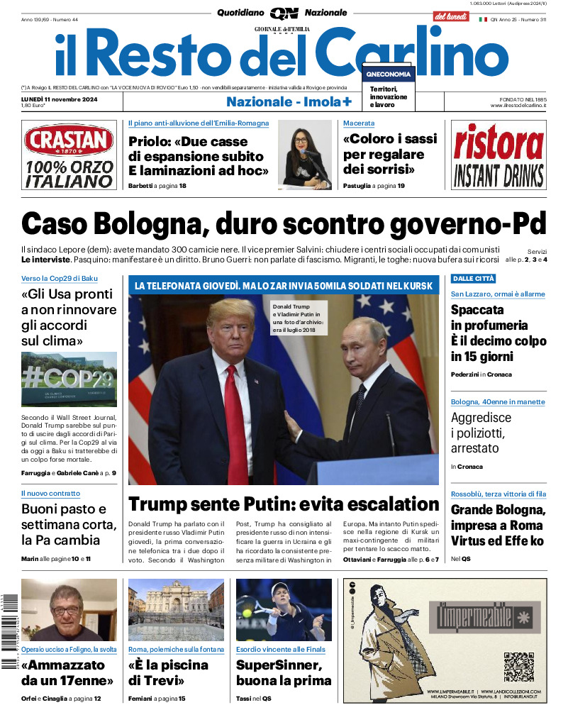 Prima-pagina-il resto del carlino-edizione-di-oggi-20241111